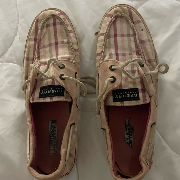 Sperry Pink Plaid Canvas Loafers - Picture 6 of 9